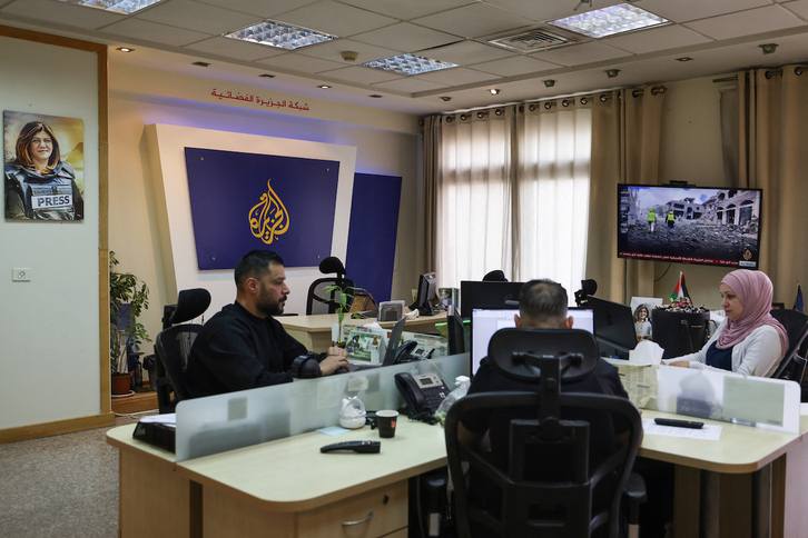 Las oficinas de Al Jazeera en Ramallah, en la Cisjordania ocupada, el 5 de mayo de 2024.