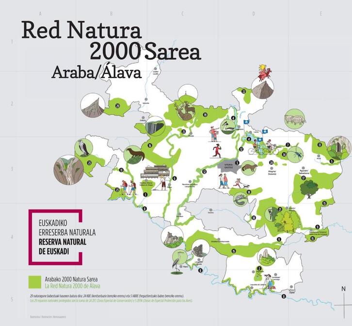 Arabako 2000 Natura Sareak  hamarnaka naturagune babestu biltzen ditu.