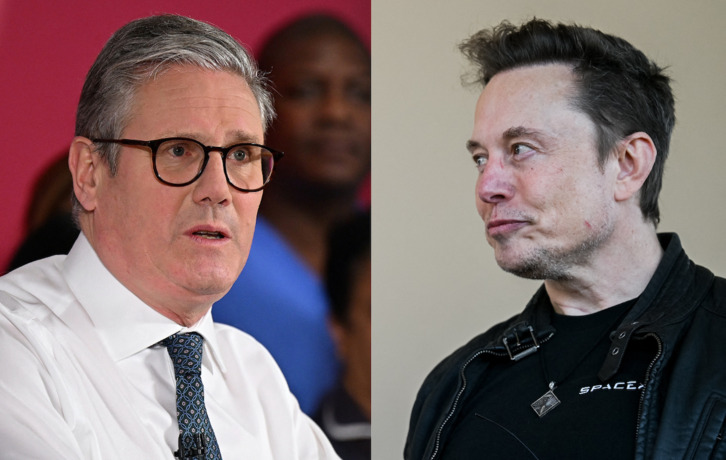 Starmer (izquierda) está siendo víctima de falsedades desatadas por una insinuación de Musk (derecha).