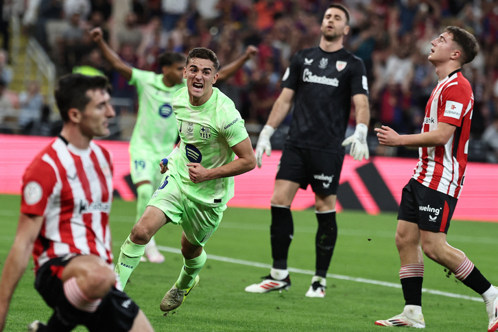 Los rojiblancos lamentan el primer gol del Barça, anotado por Gavi. 