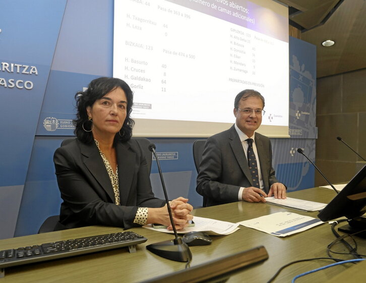 La directora de Asistencia Sanitaria, Maite Martínez de Albéniz, y el consejero Alberto Martínez.