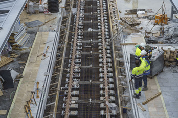 Obras en la estación de tren de Donostia.