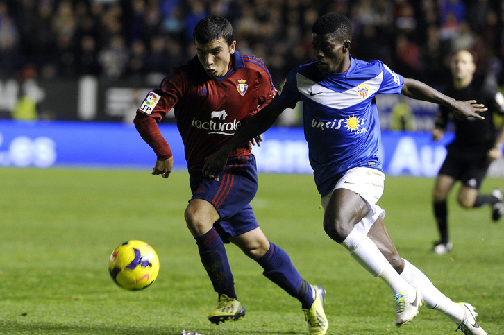 José García, en su debut en Primera contra el Almería, «probablemente mi mejor partido con Osasuna», admite.