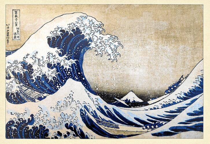 Kanagawako olatu handia, Katsushika Hokusaik marraztua.