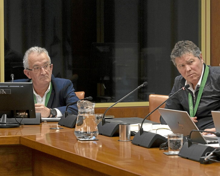 Jokin Azkue, director de HABE, y el viceconsejero Aitor Aldasoro, en la Comisión.