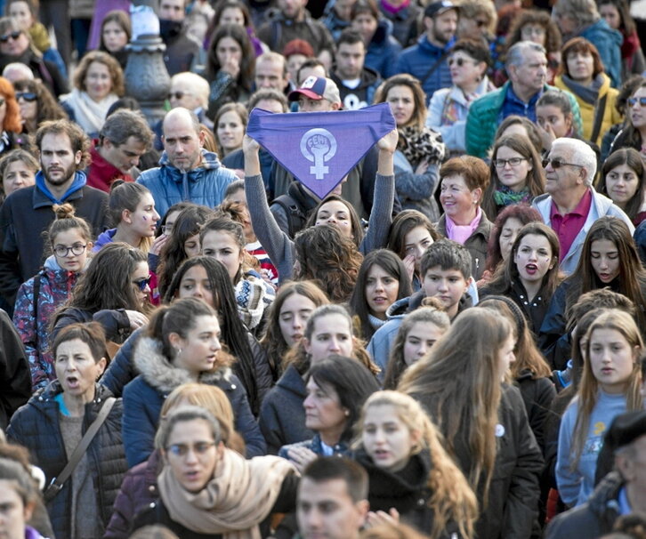 Una movilización feminista en Iruñea.