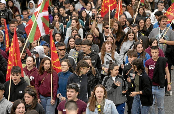 Manifestación por la libertad de expresión ayer en Berriozar.
