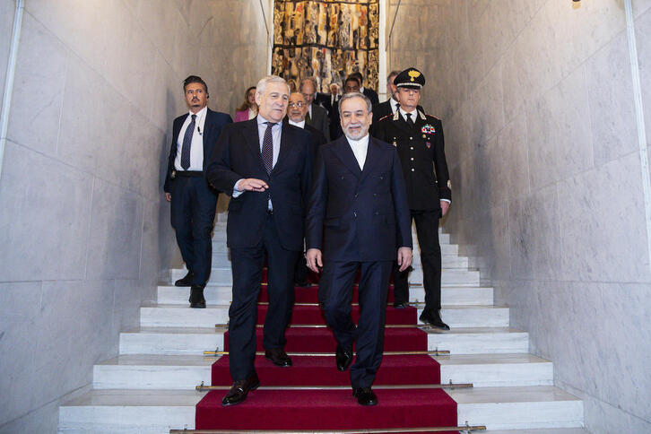 El ministro iraní de Exteriores, Abas Araqchi, con su homólogo italiano, Antoni Tajani.